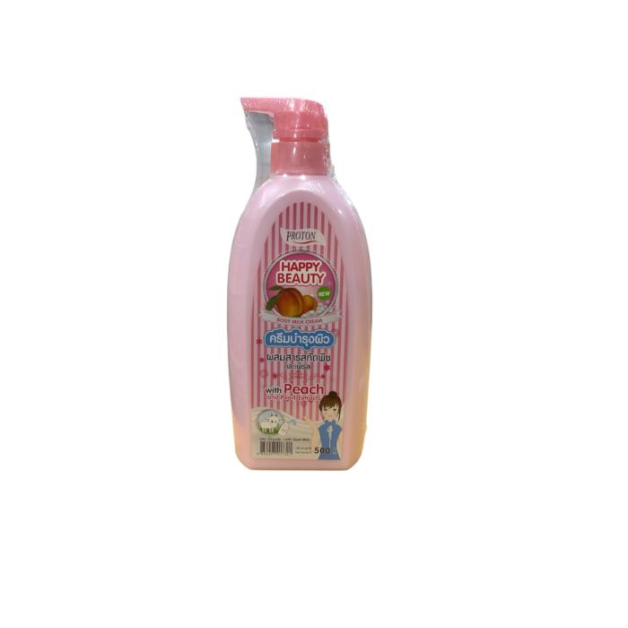 PROTON ครีมบำรุงผิวแฮปปี้บิวตี้ผสมสารสกัดพีช และเพิร์ล 500ml  สีชมพู 1 ขวด 