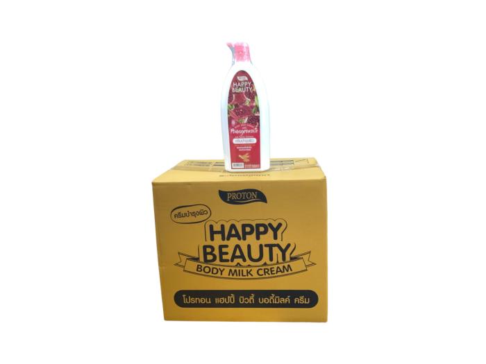 PROTON  HAPPY BEAYTY ผสมสารสกัถทับทิม และข้าวบาร์เลย์ สีแดง 1000มล 1ลัง 12 ขวด