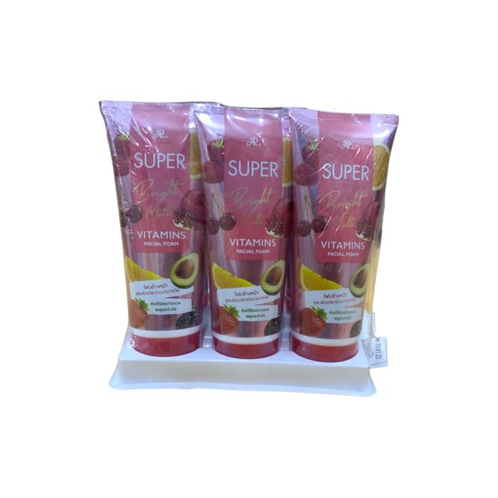 AR SUPER BRIGHT MUTTI VITAMINS FACIAL FOAM สีแดง F-65H-502 150g 1 แพ็ค 6 ขวด